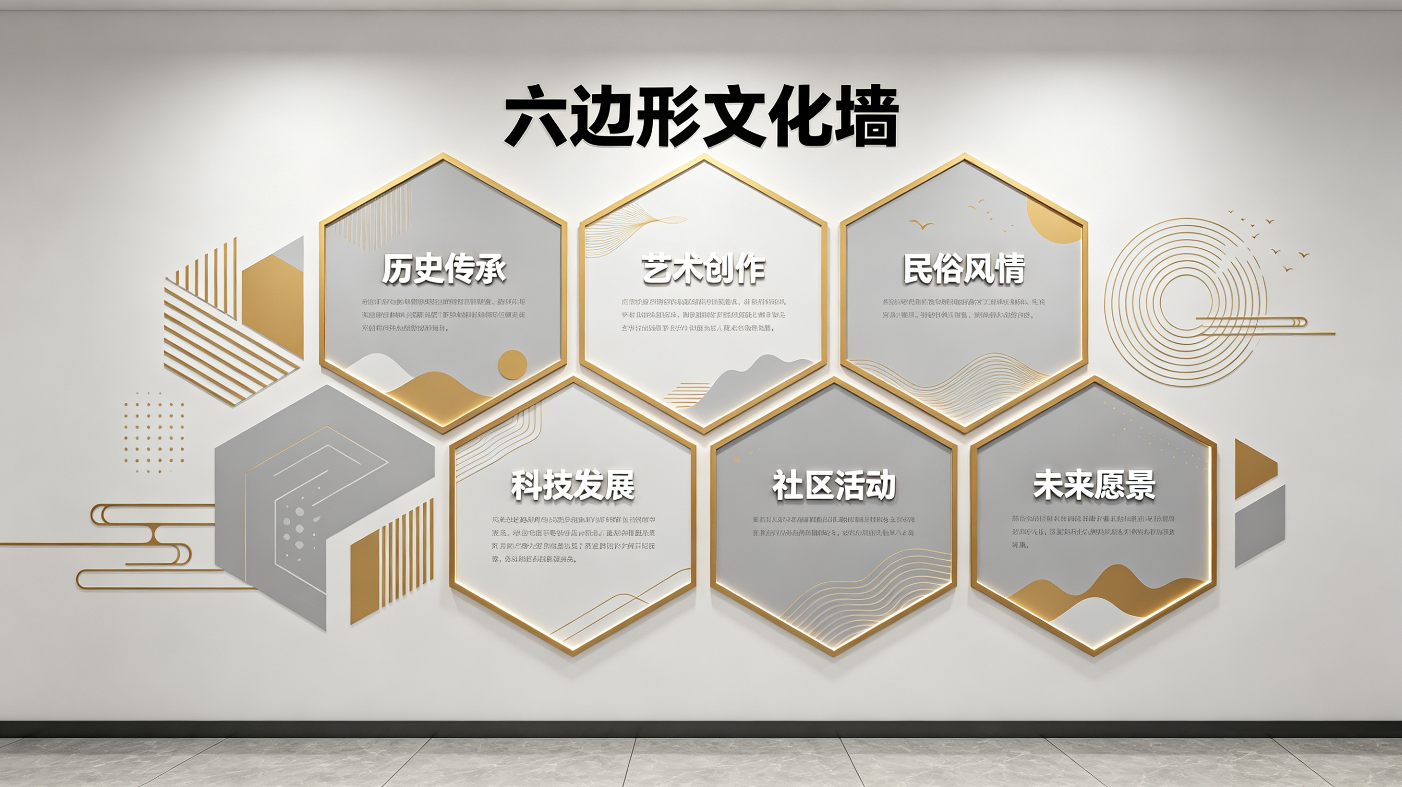 汉寿企业文化墙 | 六边形信息美学
